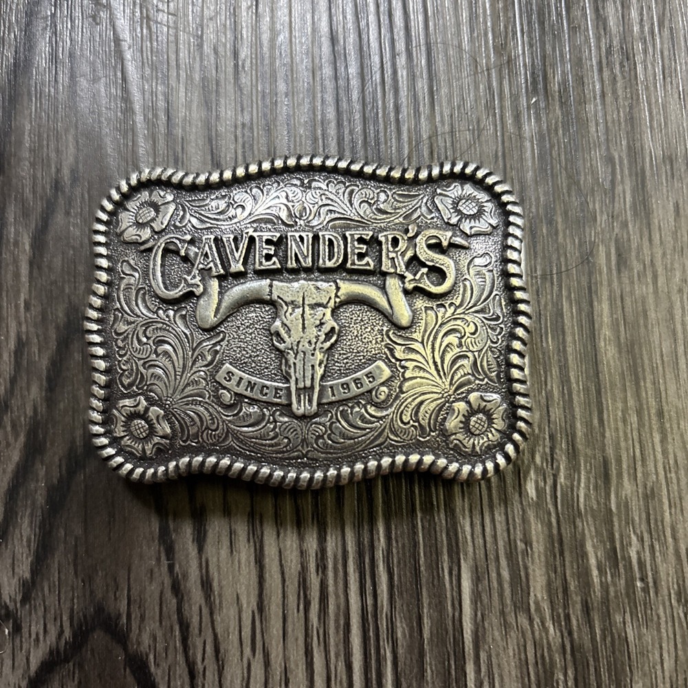 Vintage Collectible Cavender's Since 1965 Longhorn Wear It Live It Belt Buckle